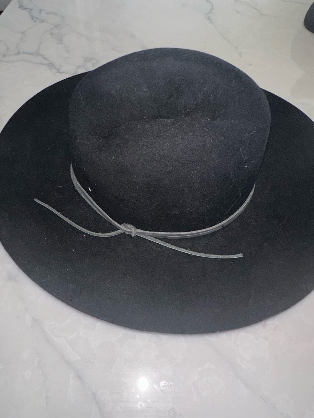 🎩Fedora (Adjustable) Black Wool Hat Leather Trim